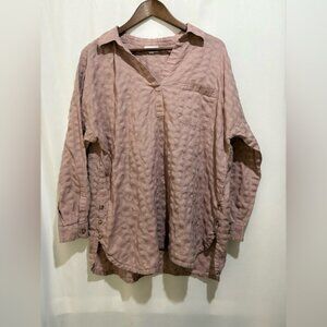 J Jill Textured Side-Button Shirttail Tunic Top 100% Cotton‎ Size XL